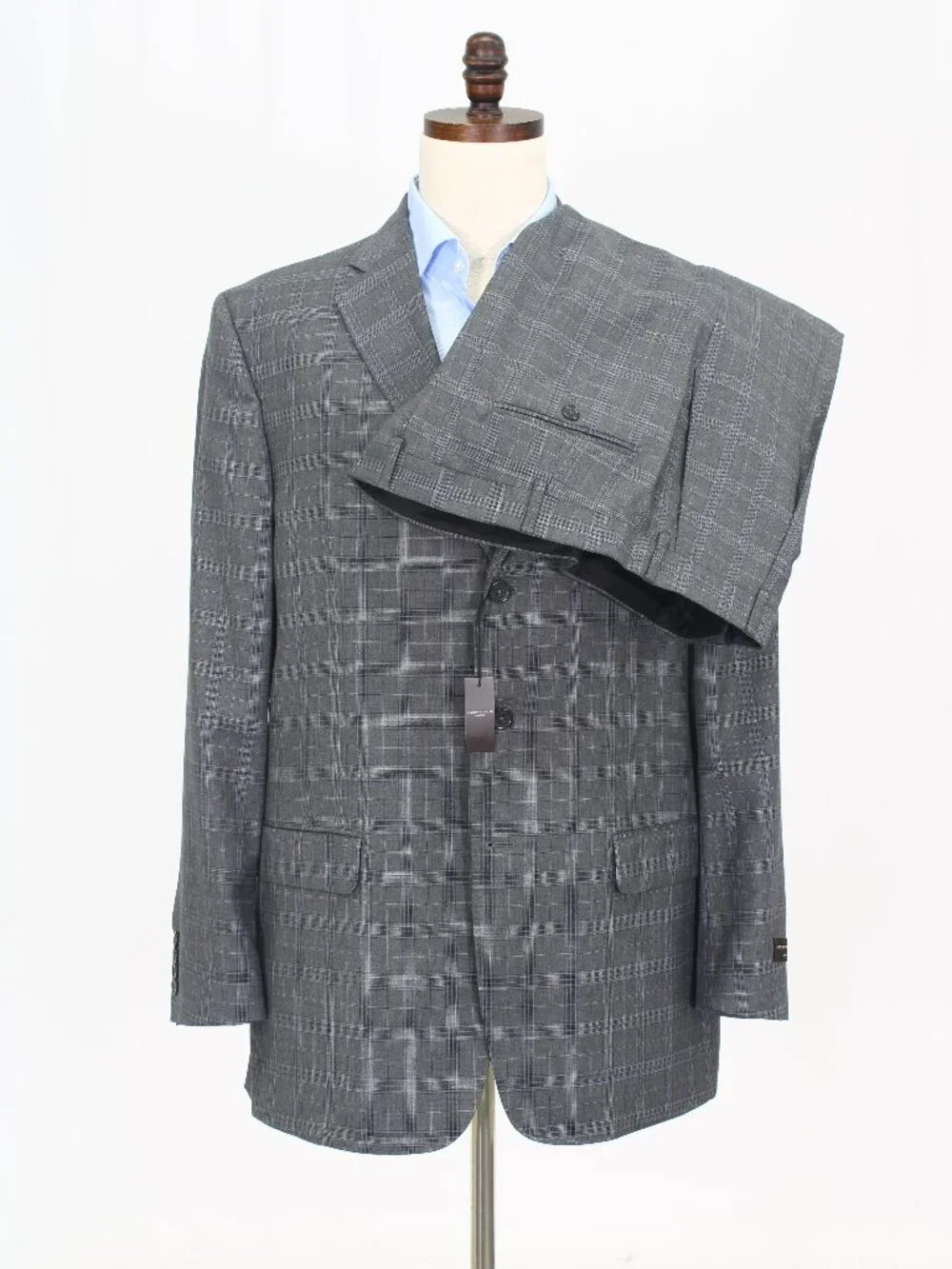 Dunhill 46L 38 Gray Full Suit 3-Button Check R942